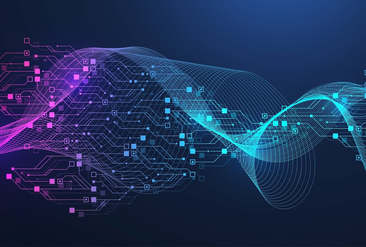 Digital wave image indicating fragmented data